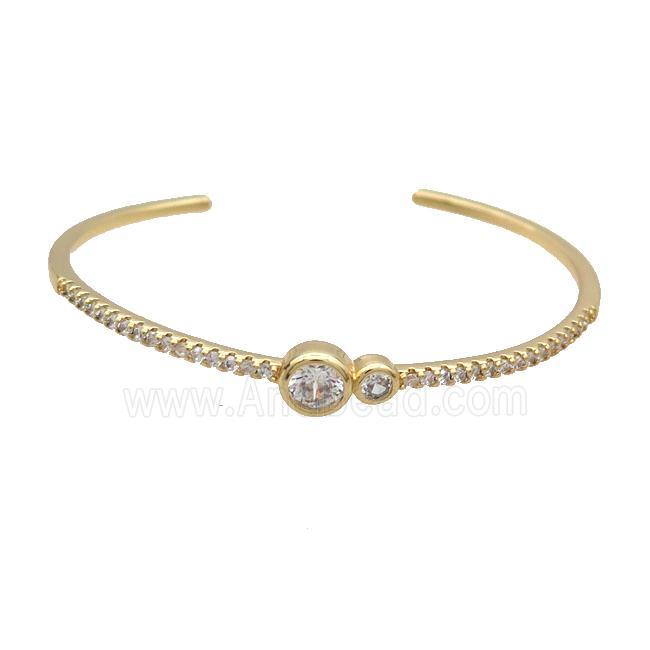 Copper Bangle Pave Zircon Gold Plated