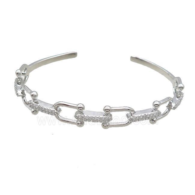 Copper Bangle Pave Zircon Platinum Plated