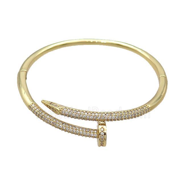 Copper Bangle Pave Zircon Gold Plated
