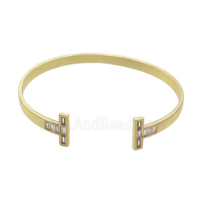 Copper Bangle Pave Zircon Gold Plated