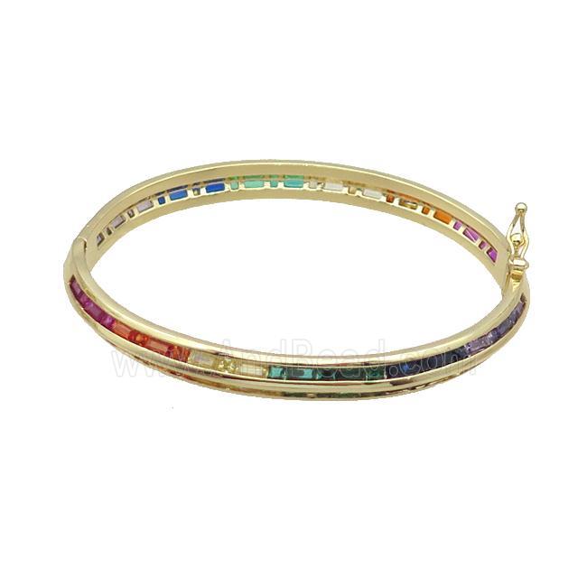 Copper Bangle Pave Multicolor Zircon Gold Plated