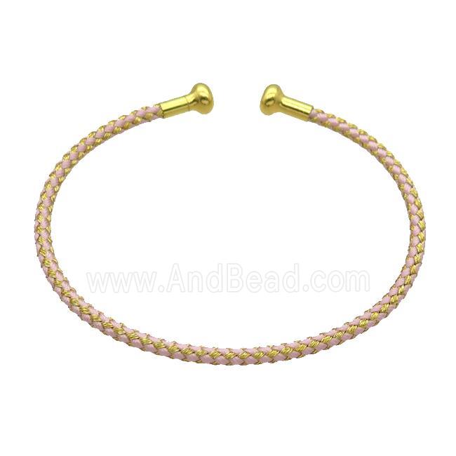 Copper Bangle Maroon Nylon Wire Wrapped Gold Plated