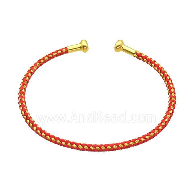 Copper Bangle Red Nylon Wire Wrapped Gold Plated