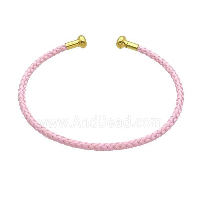 Copper Bangle Pink Nylon Wire Wrapped Gold Plated