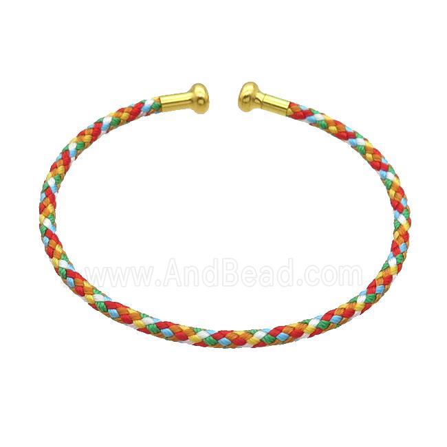 Copper Bangle Multicolor Nylon Wire Wrapped Gold Plated