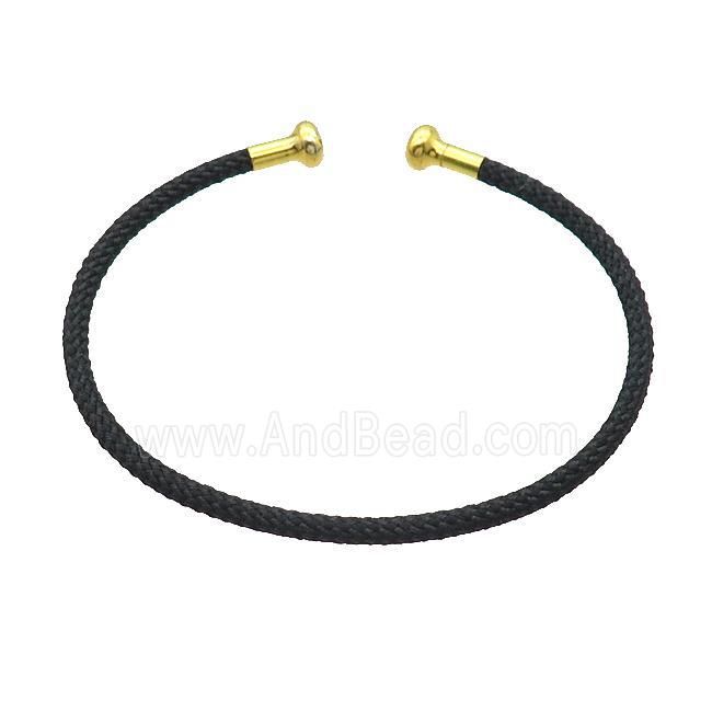 Copper Bangle Black Nylon Wire Wrapped Gold Plated