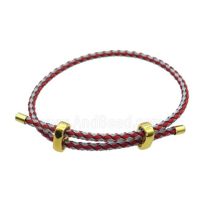 GrayRed Tiger Tail Steel Bracelet Adjustable
