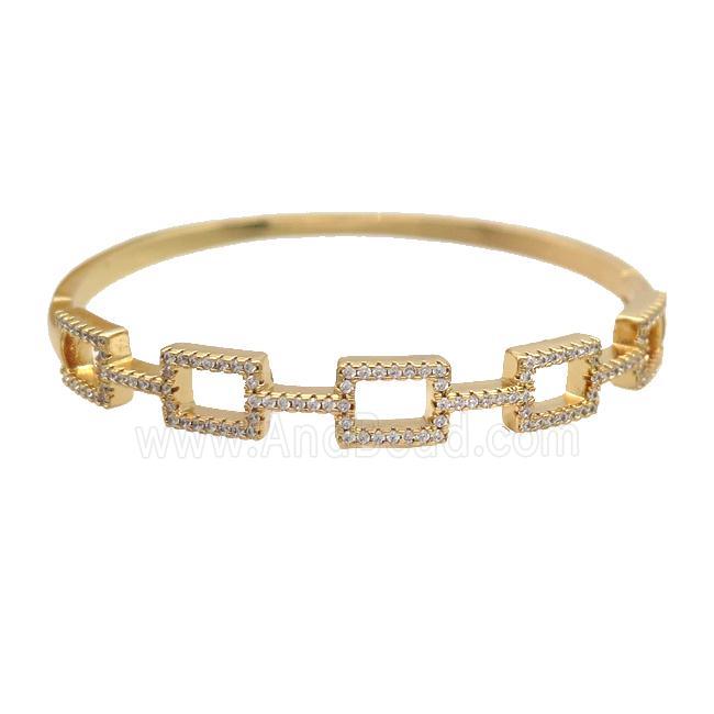 Copper Bangle Pave Zircon Gold Plated