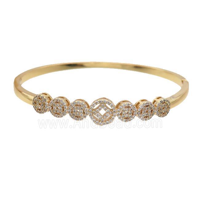 Copper Bangle Pave Zircon Gold Plated