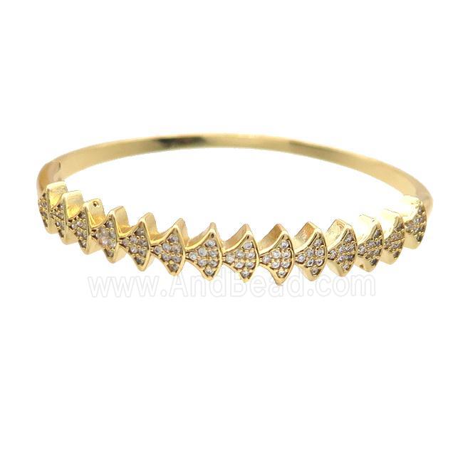 Copper Bangle Pave Zircon Gold Plated