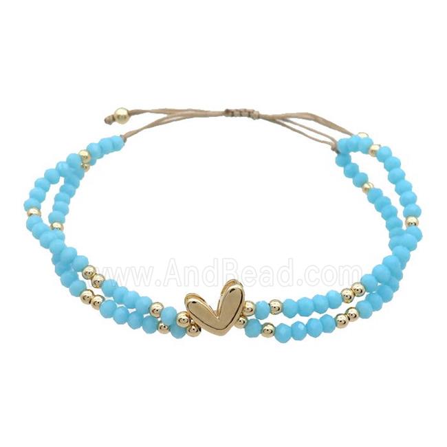 Crystal Glass Bracelet Blue Adjustable