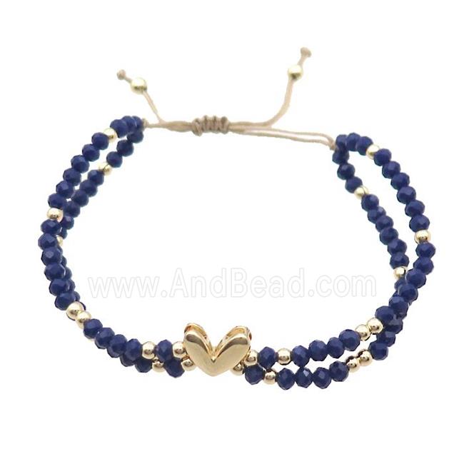 Crystal Glass Bracelet Darkblue Adjustable