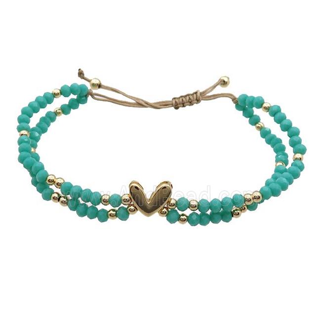 Crystal Glass Bracelet Green Adjustable