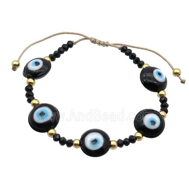 Black Lampwork Bracelet Evil Eye Copper Adjustable