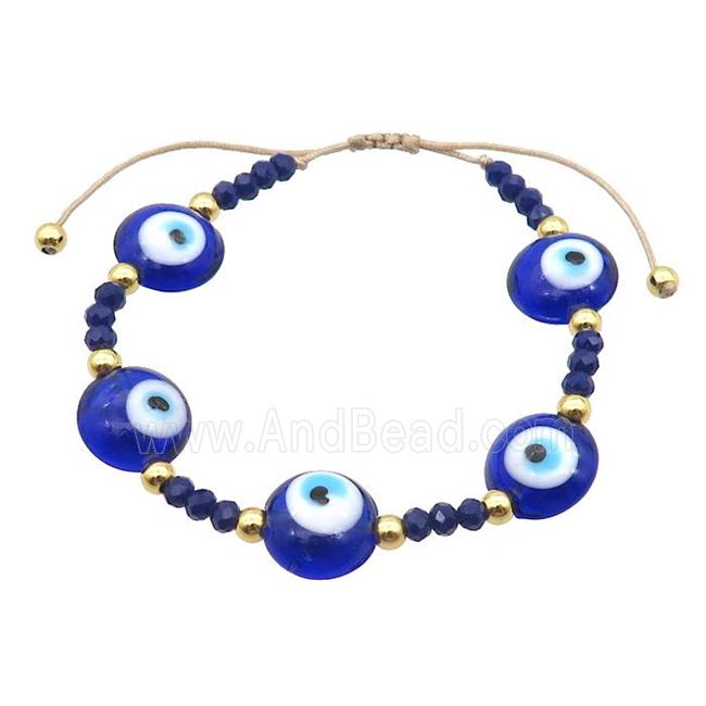 Royalblue Lampwork Bracelet Evil Eye Copper Adjustable