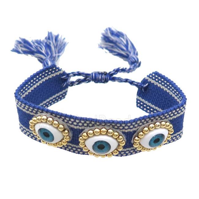 lapisBlue Fabric Bracelet Evil Eye Adjustable