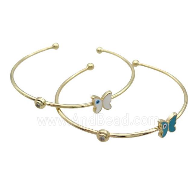 Copper Bangle Butterfly Enamel Gold Plated Mixed