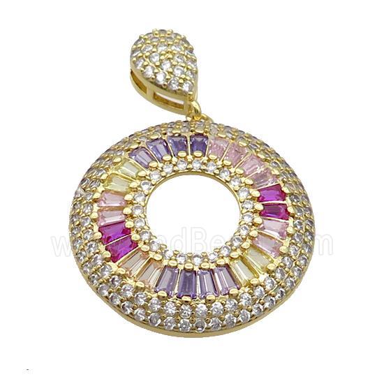 Copper Circle Pendant Pave Zircon Gold Plated