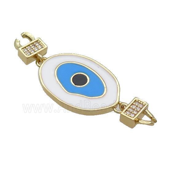 Copper Connectore Pave Zircon Enamel Eye Gold Plated