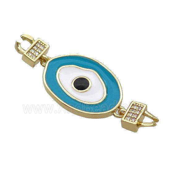 Copper Connectore Pave Zircon Teal Enamel Eye Gold Plated