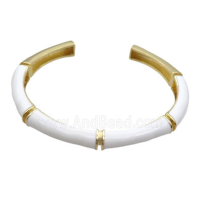 Copper Bangle White Enamel Gold Plated