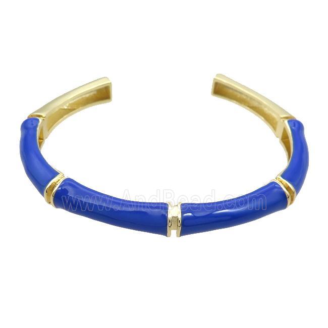 Copper Bangle Blue Enamel Gold Plated