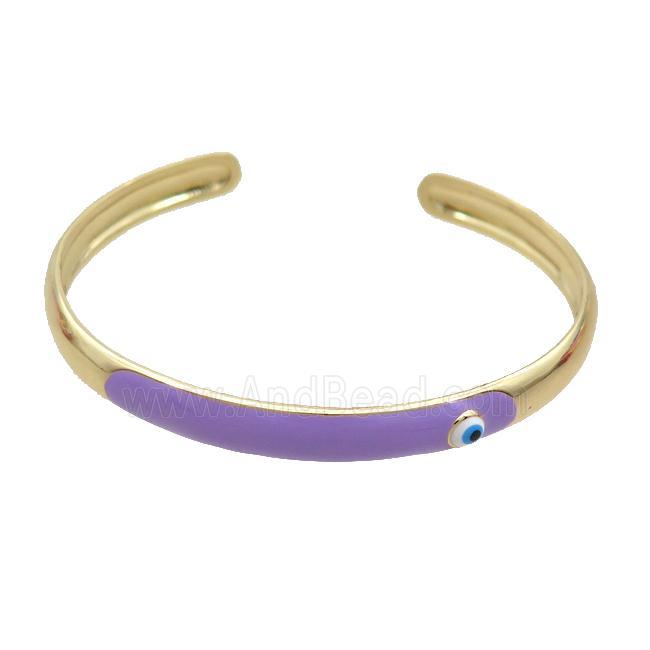 Copper Bangle Lavender Enamel Gold Plated