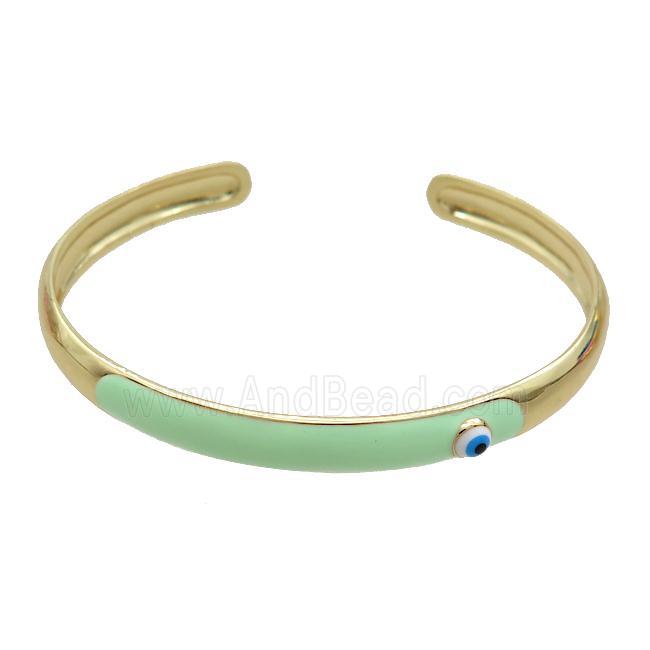 Copper Bangle Green Enamel Gold Plated