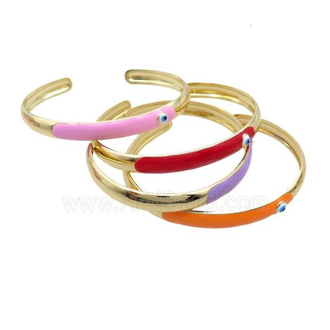 Copper Bangle Enamel Eye Gold Plated Mixed