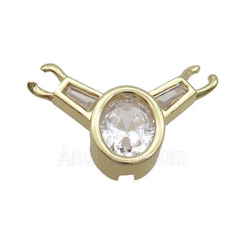 Copper Pendant Pave Clear Crystal Glass Gold Plated