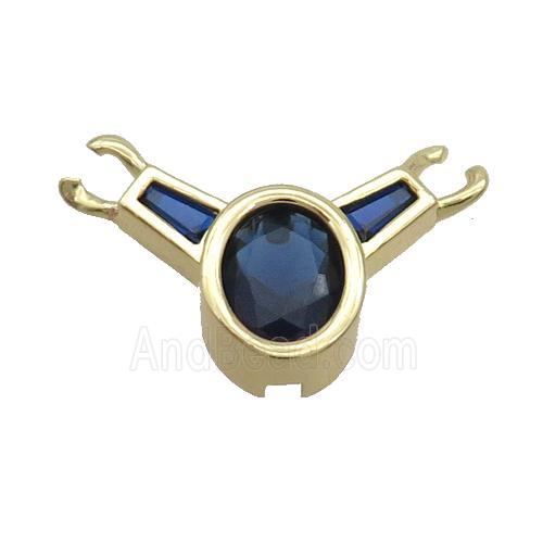 Copper Pendant Pave Blue Crystal Glass Gold Plated