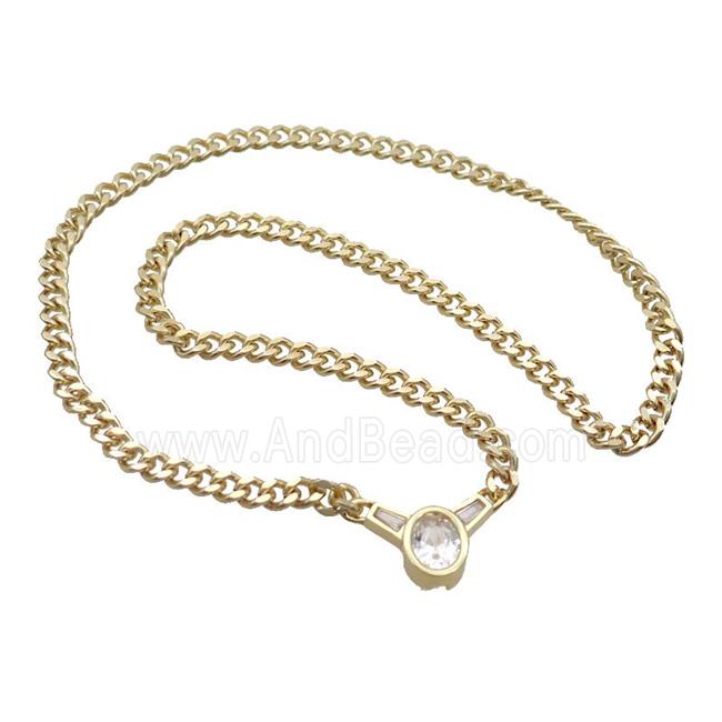 Copper Necklace Pave Crystal Glass Gold Plated