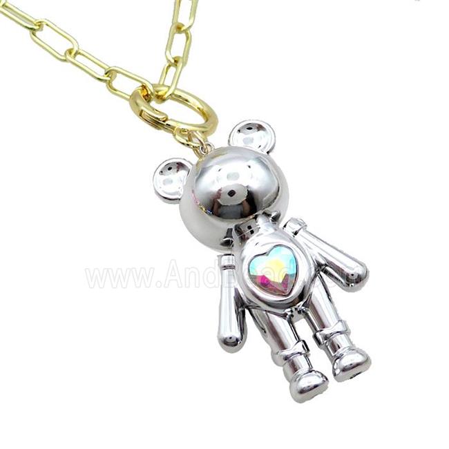 Copper Necklace With Platinum Bear Gold Plated