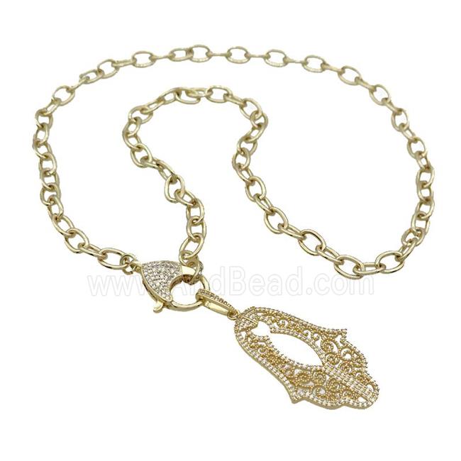 Copper Necklace Hand Pave Zircon Gold Plated