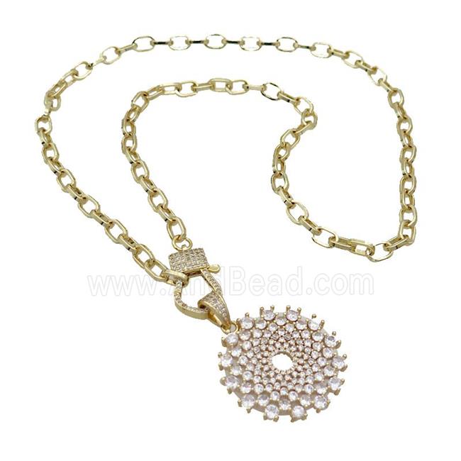 Copper Necklace Sunflower Pave Zircon Gold Plated
