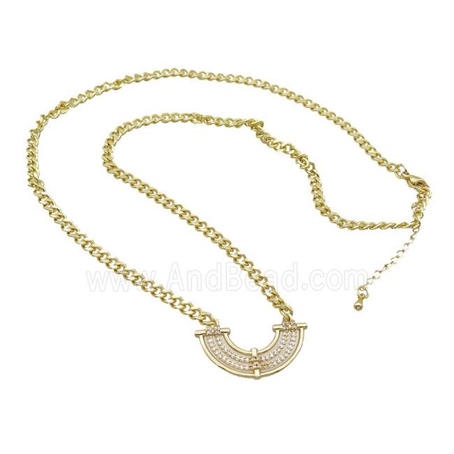 Copper Necklace Rainbow Pave Zircon Gold Plated