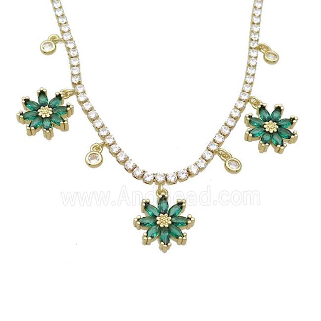 Copper Necklace Pave Crystal Glass Snowflake Gold Plated