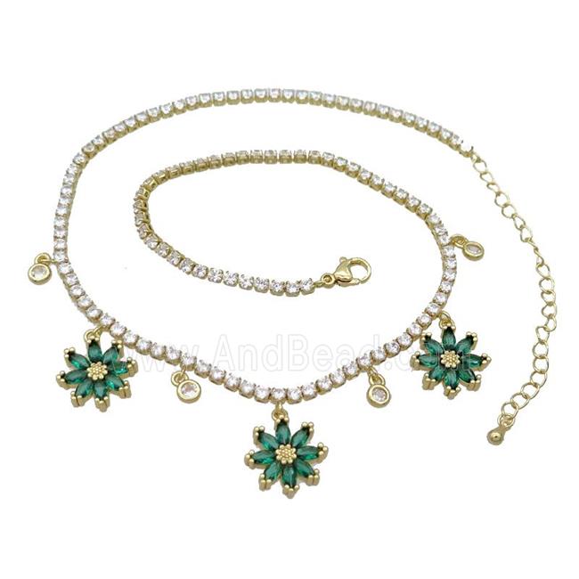 Copper Necklace Pave Crystal Glass Snowflake Gold Plated