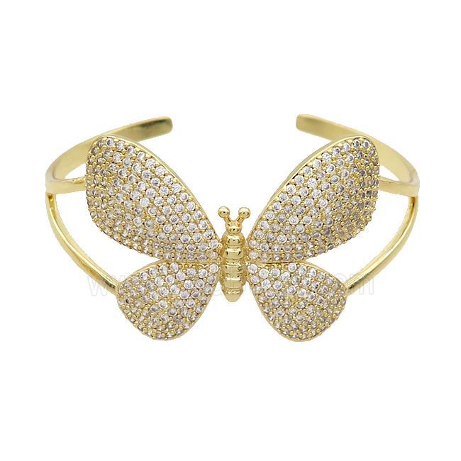 Copper Butterfly Bangle Pave Zircon Gold Plated