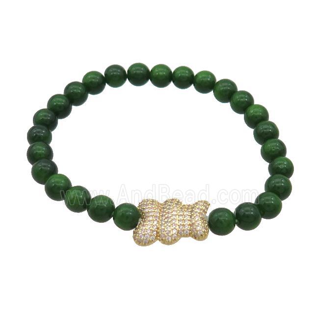 Green Resin Bracelet Bear Pave Zircon Stretchy