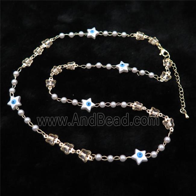 Copper Necklace Chain With Star Eye Parlized Plastic Gold Plated