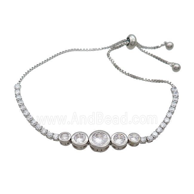 Copper Bracelets Pave Zircon Adjustable Platinum Plated