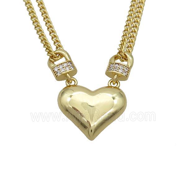 Copper Necklaces Pave Zircon Heart Gold Plated