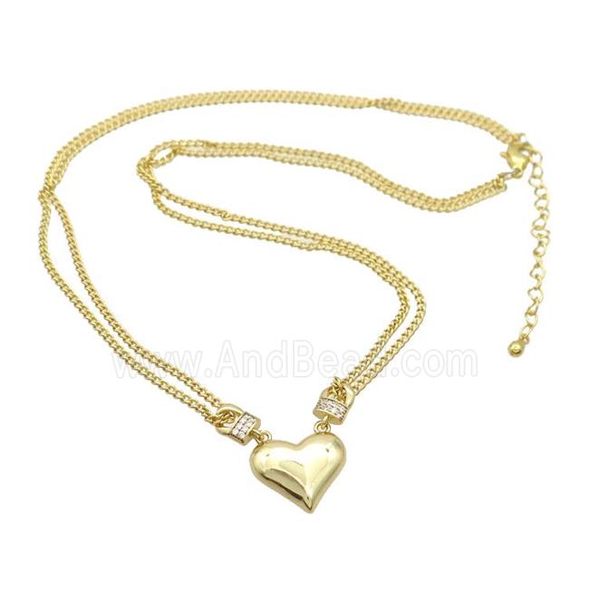 Copper Necklaces Pave Zircon Heart Gold Plated