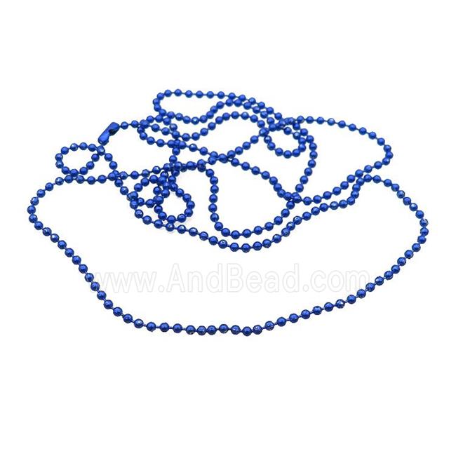 Copper Ball Chains For Necklace Blue Lacquered