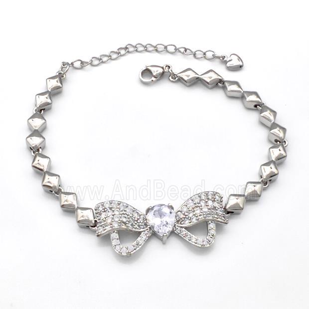 Copper Butterfly Bracelets Pave Zirconia Platinum Plated