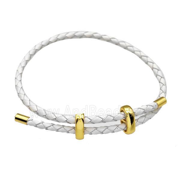 White PU Leather Bracelet Adjustable