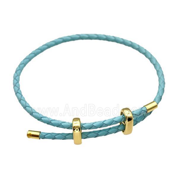 TurqBlue PU Leather Bracelet Adjustable