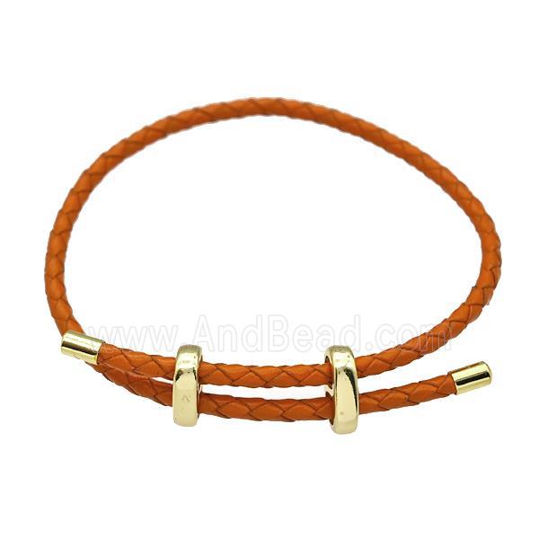 Orange PU Leather Bracelet Adjustable