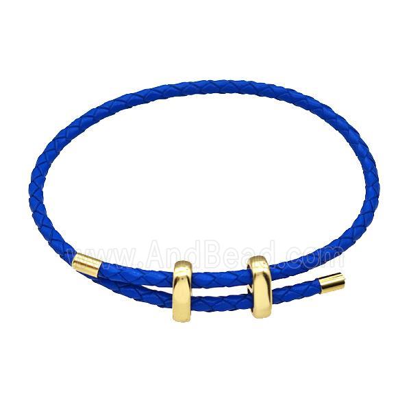 Skyblue Leather Bracelet Adjustable